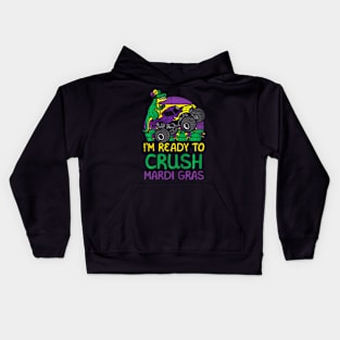 Kids Crush Mardi Gras Dino Monster Truck Funny Toddler Boys Kids Kids Hoodie